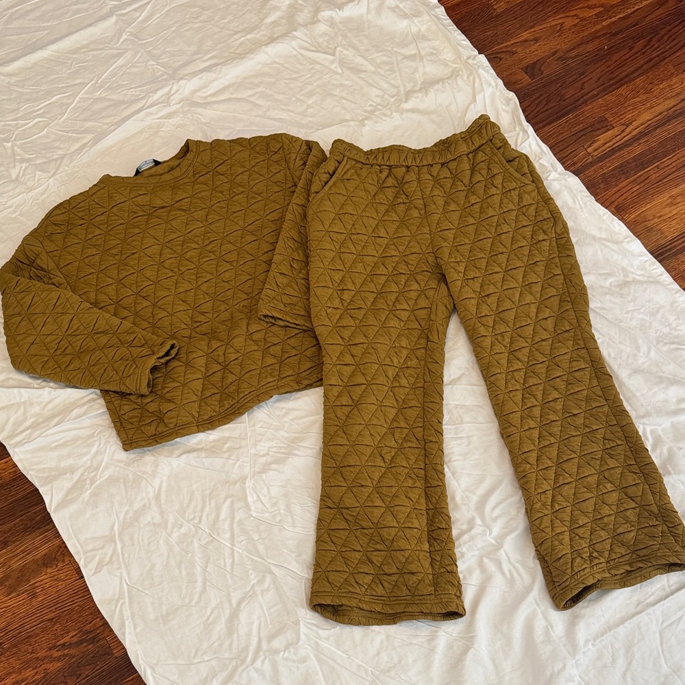 Quilted Olive Loungewear Set